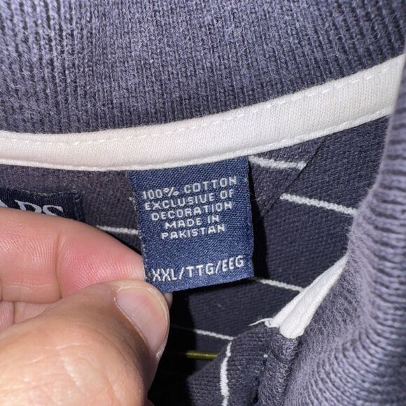 Chaps by Ralph Lauren Mens 2X Polo Shirt Blue Striped Short Sleeve Collared - Picture 2 of 7